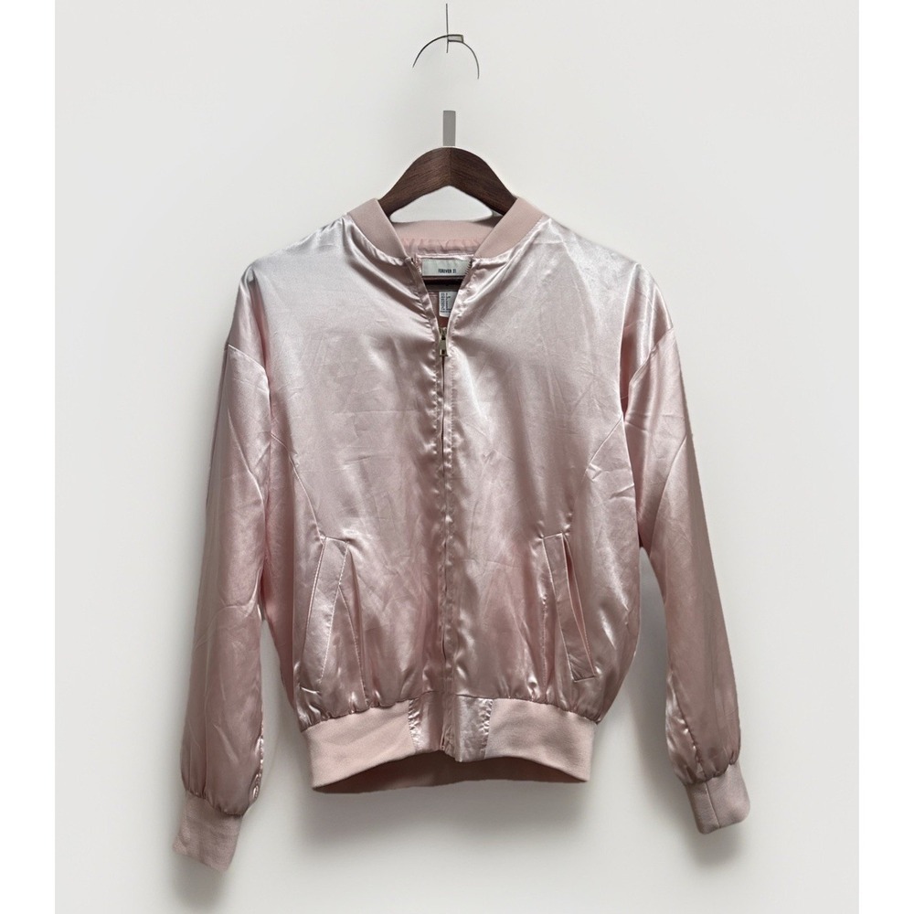 Forever 21 Pink Size S Bomber Jacket - Shiny Polyester